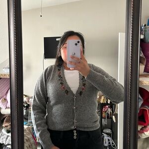🌸✨ Petite Sophisticate Vintage Cardigan | Gray | Small